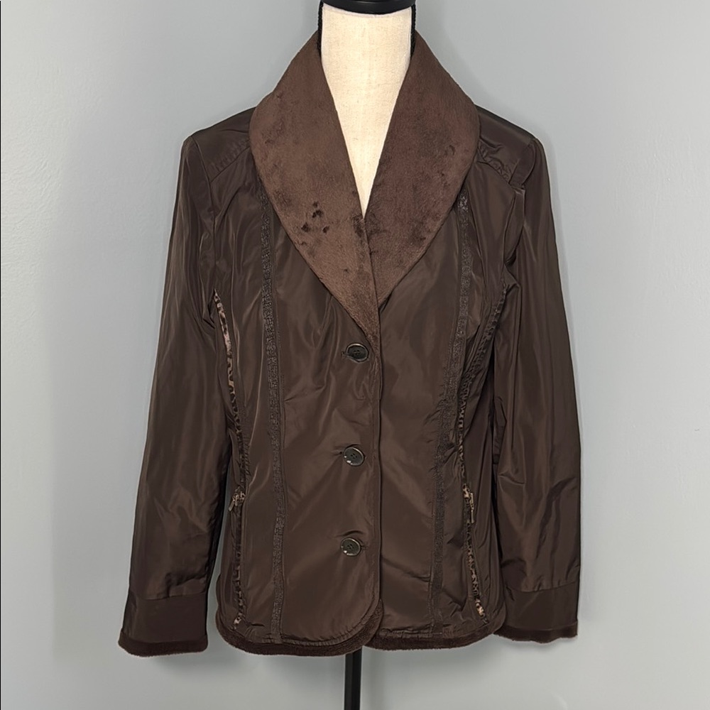 Chico's Women’s Brown 3 Button Jacket Sz 1/M